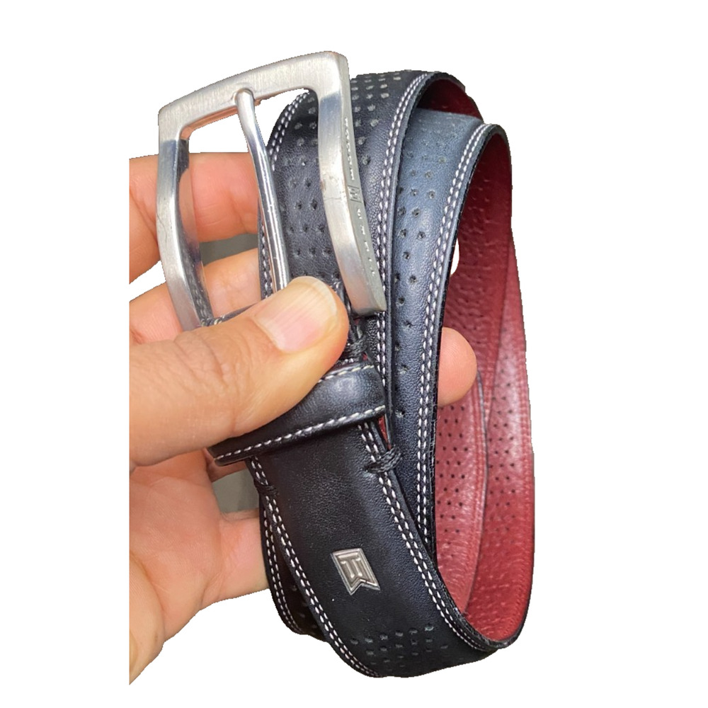 Nike Tiger Woods Men's Mesh II G-Flex Golf Belt Size 34 Black Red Leather Iconic
